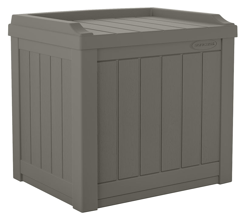 SUNCAST Suncast SS601ST Deck Box with Storage Seat, 22 in W, 17 in D, 20-1/2 in H, Resin, Stoney