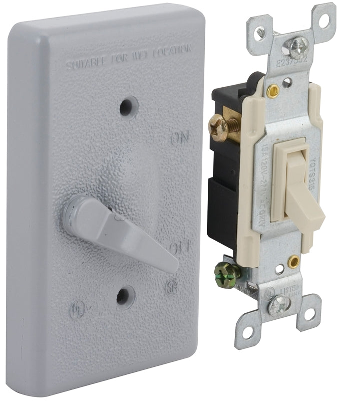 HUBBELL Hubbell 5141-5 Cover, Toggle, 4-39/64 in L, 2-53/64 in W, 1-Gang, Metal, Gray, 6/CD, Powder-Coated ELECTRICAL HUBBELL