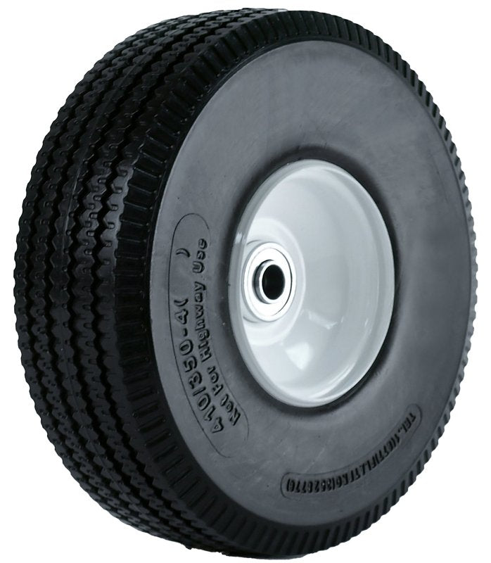 MARTIN WHEEL MARTIN Wheel 354DCSWPU242 Flat-Free Hand Truck Wheel, 410/350-4 Tire, Polyurethane/Steel, White