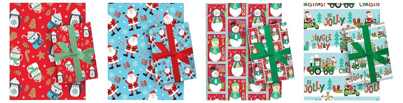 SANTAS FOREST Santas Forest 67905 Juvenile Gift Wrap, Paper, Assorted, Matte
