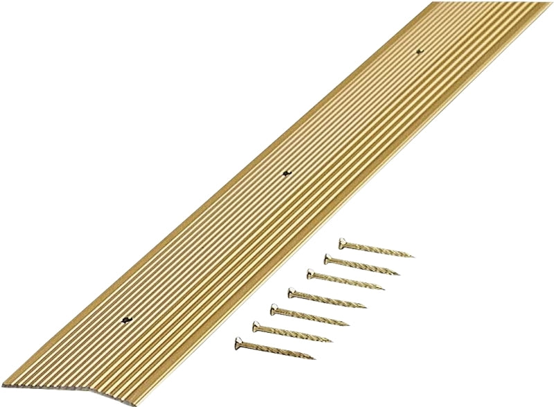 M-D M-D 79244 Carpet Trim, 36 in L, 2 in W, Fluted Surface, Aluminum, Satin Brass