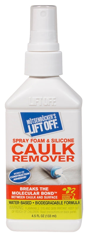 MOTSENBOCKER'S LIFT OFF Motsenbocker's Lift Off 411-45 Foam and Caulk Remover, Liquid, Mild, Clear, 4.5 oz, Bottle