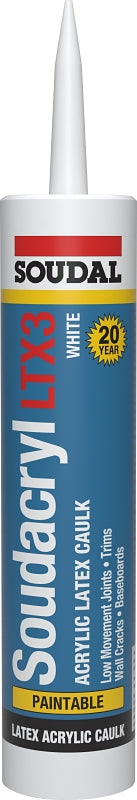 SOUDAL Soudal 146729 Soudacryl Caulk, White, 40 to 110 deg F, 10.1 oz Cartridge PAINT SOUDAL