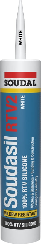 SOUDAL Soudal Soudasil RTV2 146726 Silicone Sealant, White, 24 hr Curing, -40 to 325 deg F, 10.1 fl-oz Cartridge