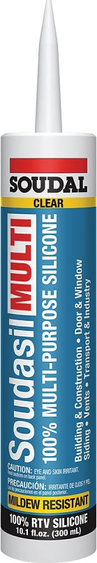 SOUDAL Soudal 146893 Soudasil Multi Sealant, Clear, 24 hr Curing, -35 to140 deg F, 10.1 oz Cartridge PAINT SOUDAL