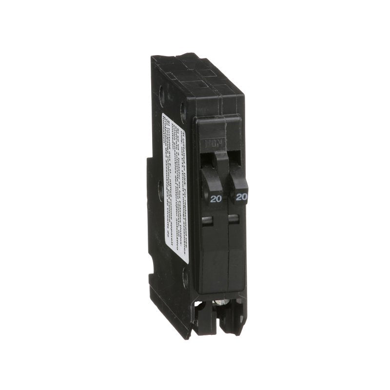 SQUARE D Square D QO QO2020CP Circuit Breaker, Mini, Tandem, 20 A, 1-Pole, 120/240 V, Plug, Black