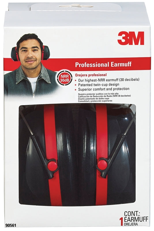 3M 3M Pro Series 7100107419 Ear Muffs, 30 dB NRR, Black/Red