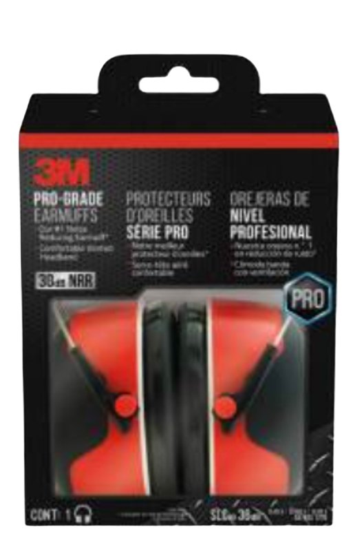 3M 3M 7100107419 Ear Muffs, 30 dB NRR, Black/Red