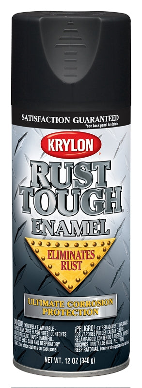 KRYLON Krylon Rust Tough K09218007 Rust Preventative Spray Paint, Flat, Black, 12 oz, Can PAINT KRYLON