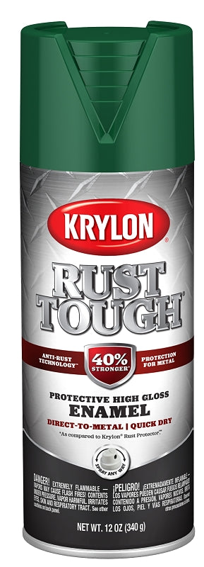 KRYLON Krylon RTA9215 Rust Preventative Spray Paint, Gloss, Forest Green, 12 oz, Can