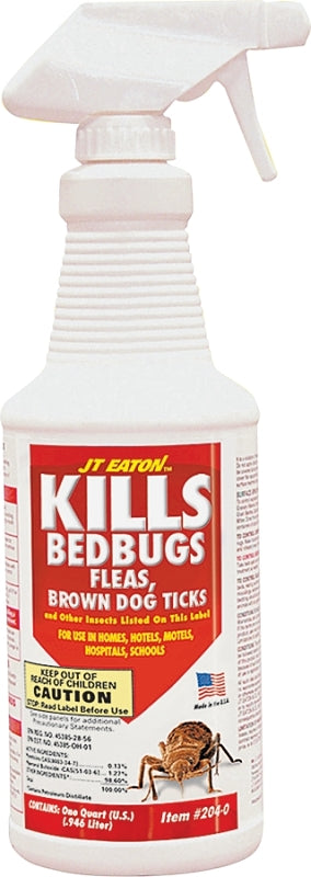 J.T. EATON J.T. Eaton 204-O Bed Bug Killer, Liquid, Spray Application, 1 qt Bottle, Yellow LAWN & GARDEN J.T. EATON