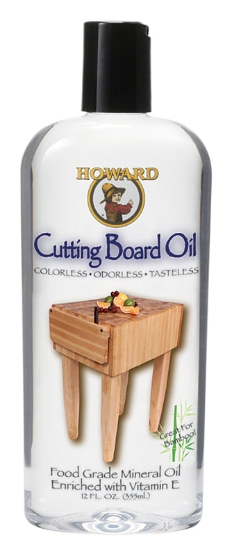 HOWARD Howard BBB012 Cutting Board Oil, 12 oz Bottle, Light Tan, Gel PAINT HOWARD