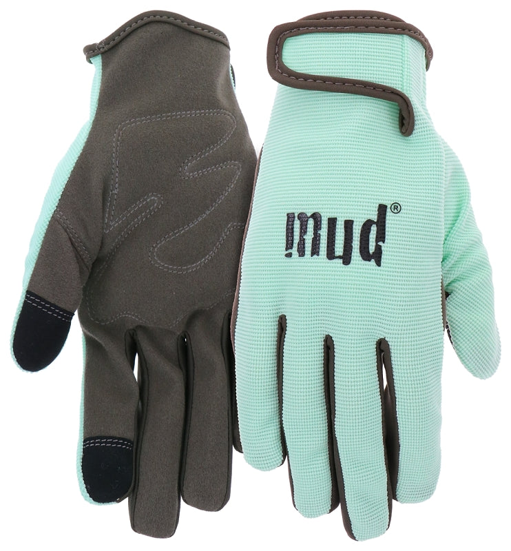 MUD Mud MD51001MT-W-ML Garden Gloves, Women's, M/L, Hook and Loop Cuff, Spandex/Synthetic Leather, Mint