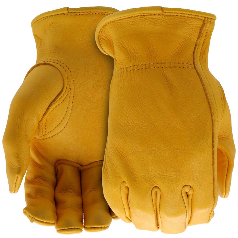 BOSS MFG Boss B84081-M Driver Gloves, Men's, M, 7-1/8 to 8 in L, Keystone Thumb, Slip-On Cuff, Deerskin Leather, Gold