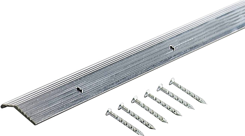 M-D M-D 78006 Carpet Trim, 36 in L, 7/8 in W, Fluted Surface, Aluminum, Silver