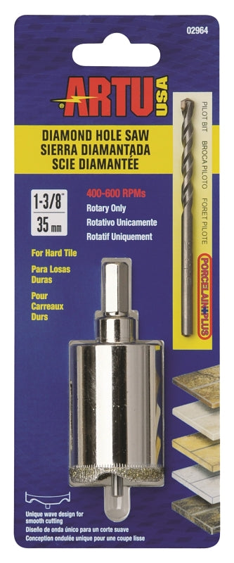 ARTU ARTU 02964 Hole Saw, 1-3/8 in Dia, Diamond Cutting Edge TOOLS ARTU