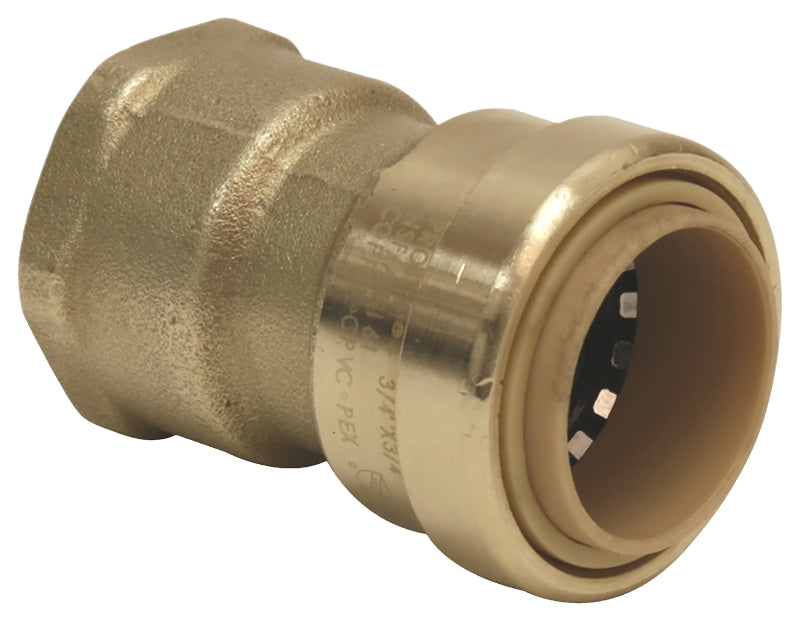 B & K INDUSTRIES B & K ProLine Series 630-204HC Adapter, 3/4 in, Push-Fit x Female Adapter, Brass, 200 psi Pressure