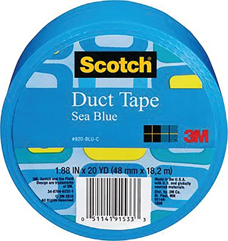 3M Scotch 920-BLU-C Duct Tape, 20 yd L, 1.88 in W, Cloth Scrim/Polyethylene Backing, Sea Blue