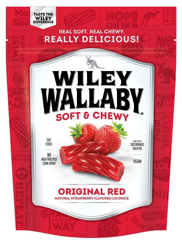 WILEY WALLABY Wiley Wallaby 633455 Licorice Candy, Natural Strawberry, 10 oz Resealable Bag