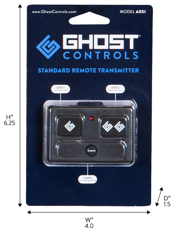 GHOST CONTROLS Ghost Controls AXS1 Series Remote Control Transmitter, 3-Buttons, Lithium Battery, 100 ft HARDWARE & FARM SUPPLIES GHOST CONTROLS