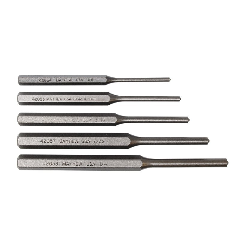 MAYHEW TOOLS Mayhew 62282 Pilot Punch Set, 5-Piece, Steel, Shot Blast