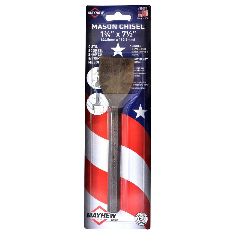 MAYHEW TOOLS Mayhew 35602 Mason Chisel, 1-3/4 in W Blade, 7-1/2 in OAL TOOLS MAYHEW TOOLS