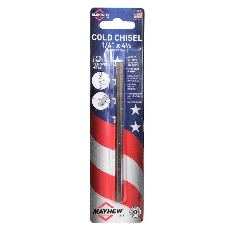 MAYHEW TOOLS Mayhew 10102 Cold Chisel, 1/4 in Tip, 7-1/2 in OAL, Steel Blade PAINT MAYHEW TOOLS