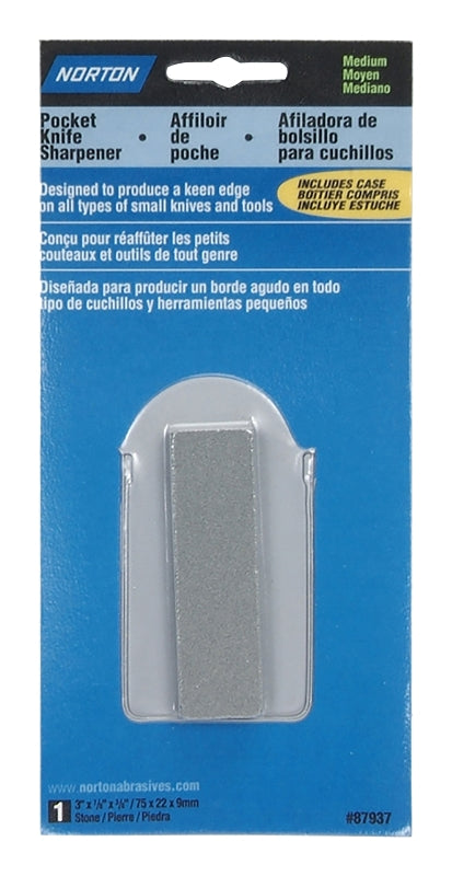 NORTON Norton 87937 Pocket Knife Sharpener, 3 in L, 7/8 in W, 3/8 in Thick, 220 Grit, Extra Fine, Medium