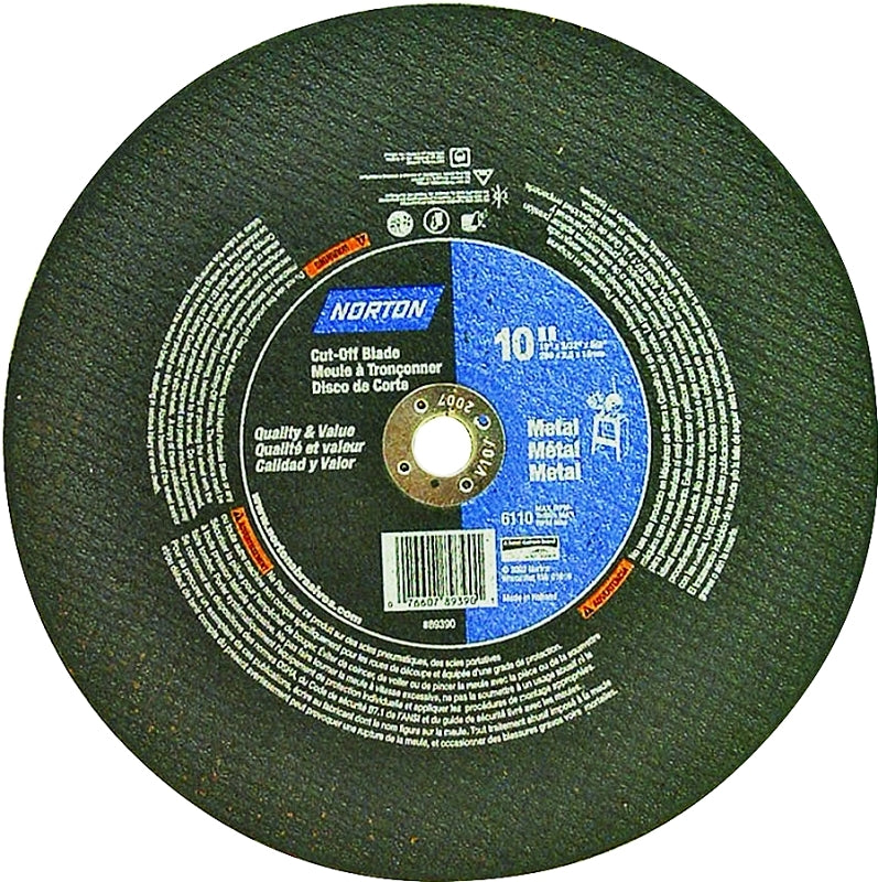 NORTON Norton 89390 Abrasive Wheel, 10 in Dia, 3/32 in Thick, 5/8 in Arbor, Aluminum Oxide Abrasive TOOLS NORTON