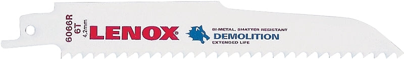 LENOX Lenox 205126066R Reciprocating Saw Blade, 7/8 in W, 6 in L, 6 TPI, Bi-Metal Cutting Edge TOOLS LENOX