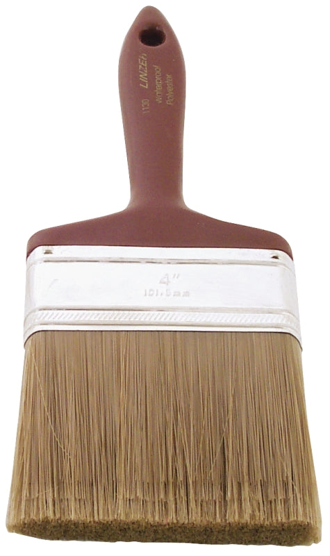 LINZER Linzer 3121-4 Paint Brush, 4 in W, 3 in L Bristle, Polyester Bristle, Beaver Tail Handle PAINT LINZER