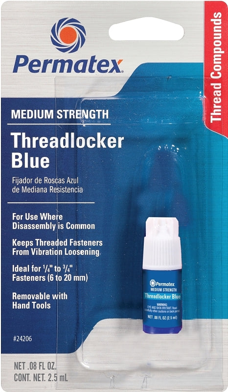 PERMATEX Permatex 24206 Threadlocker, 2.5 mL Bottle, Liquid, Blue PAINT PERMATEX