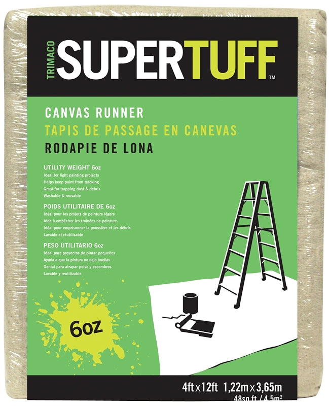 TRIMACO Trimaco SUPERTUFF 56707 Drop Cloth, 12 ft L, 4 ft W, Canvas, Beige/Cream