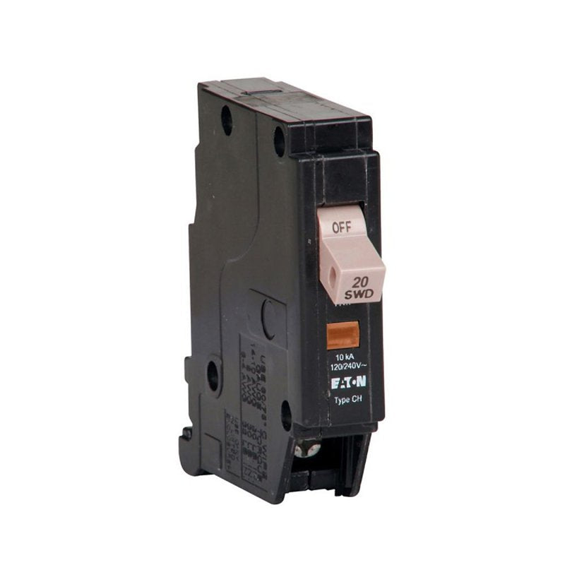 CUTLER-HAMMER Cutler-Hammer CHF120 Circuit Breaker with Flag, Type CH, 20 A, 1 -Pole, 120/240 V, Mechanical Trip, Plug Mounting