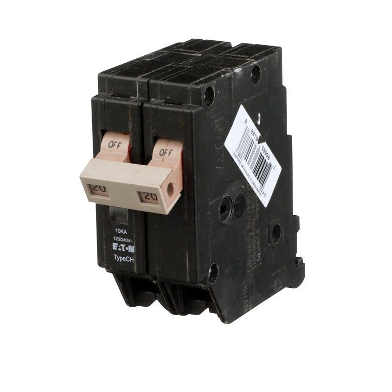 CUTLER-HAMMER Cutler-Hammer CHF220 Mini Circuit Breaker with Flag, Type CHF, 20 A, 2-Pole, 120/240 V, Instantaneous Trip, Plug