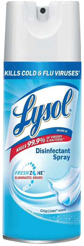 LYSOL Lysol 1920074186 Disinfectant Cleaner, 12 oz Aerosol Can, Liquid, Crisp Linen, Clear