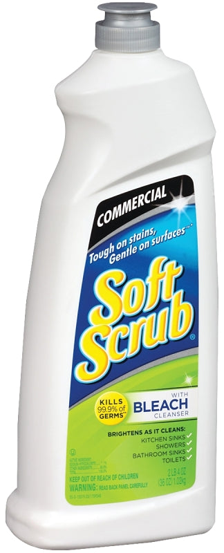 SOFT SCRUB Soft Scrub 01613 Stain Remover, 36 oz, Liquid, Pleasant Fragrance, White