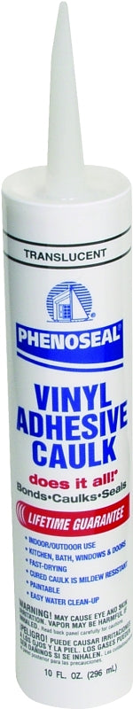 DAP DAP PHENOSEAL 00006 Vinyl Adhesive Caulk, Translucent, 48 hr Curing, -20 to 180 deg F, 10 oz Cartridge