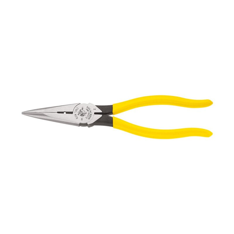 KLEIN Klein Tools D203-8N Nose Plier, Knurled Jaw, 8-7/16 in OAL, 1-1/4 in Jaw Opening, Yellow Handle