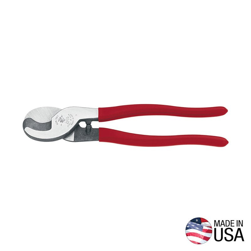 KLEIN Klein Tools 63050 Cable Cutter, 9-1/2 in OAL, Steel Jaw, Cushion-Grip Handle, Red Handle