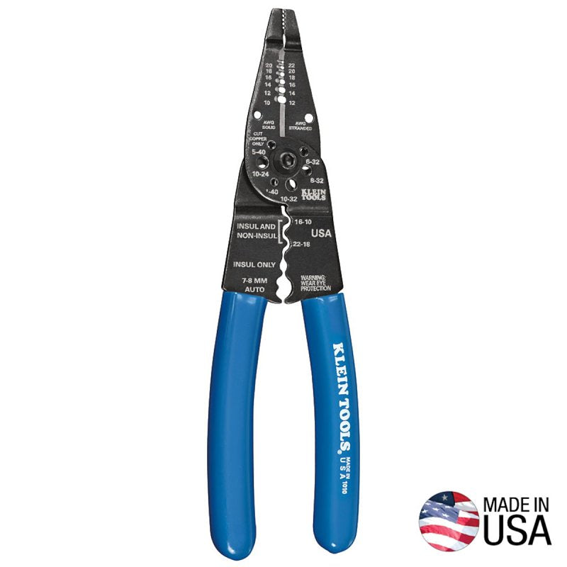 KLEIN Klein Tools 1010 Long Nose Plier, 10 to 22 AWG Wire, 10 to 20 AWG Solid, 12 to 22 AWG Stranded Stripping, 8-1/4 in OAL ELECTRICAL KLEIN