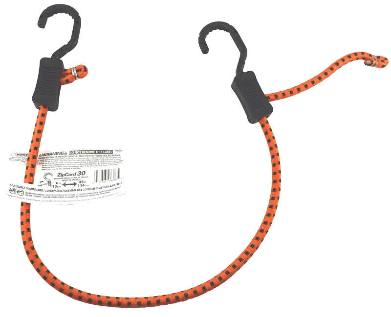 KEEPER Keeper ZipCord 06378 Bungee Cord, 30 in L, Rubber, Hook End AUTOMOTIVE KEEPER