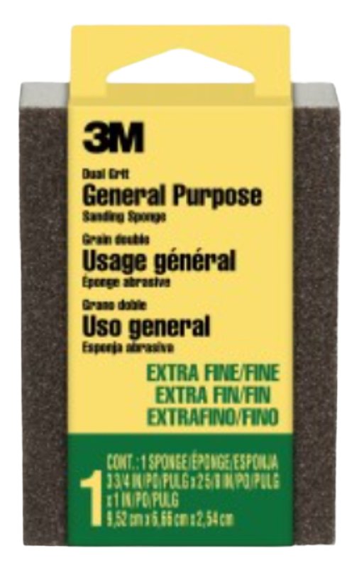 3M 3M SandBlaster 907NA Sanding Sponge, 3-3/4 in L, 2-5/8 in W, Extra Fine, Fine PAINT 3M