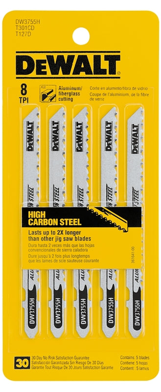DEWALT DEWALT DW3755H Jig Saw Blade, 1/4 in W, 4 in L, 8 TPI