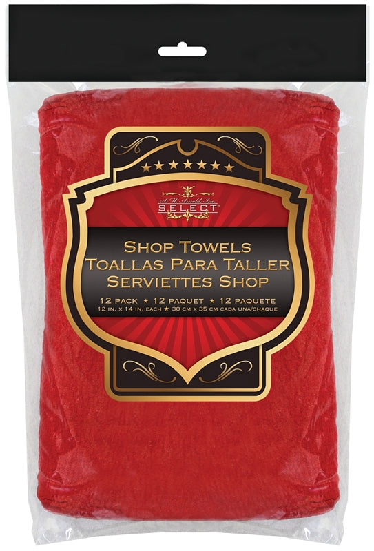 SM ARNOLD SM Arnold SELECT 85-765 Shop Towel, 14 in L, 12 in W, Cotton, Red AUTOMOTIVE SM ARNOLD
