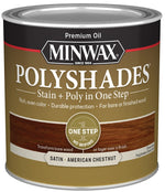 MINWAX Minwax 213754444 Waterbased Polyurethane Stain, Satin, Liquid, American Chestnut, 0.5 pt, Can