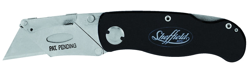 SHEFFIELD Sheffield 12613 Utility Knife, 2-1/2 in L Blade, Stainless Steel Blade, Curved Handle, Black Handle ELECTRICAL SHEFFIELD