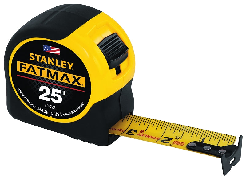 STANLEY TOOLS STANLEY 33-725 Classic Tape, 25 ft L Blade, 1-1/4 in W Blade, Black/Yellow Case TOOLS STANLEY TOOLS