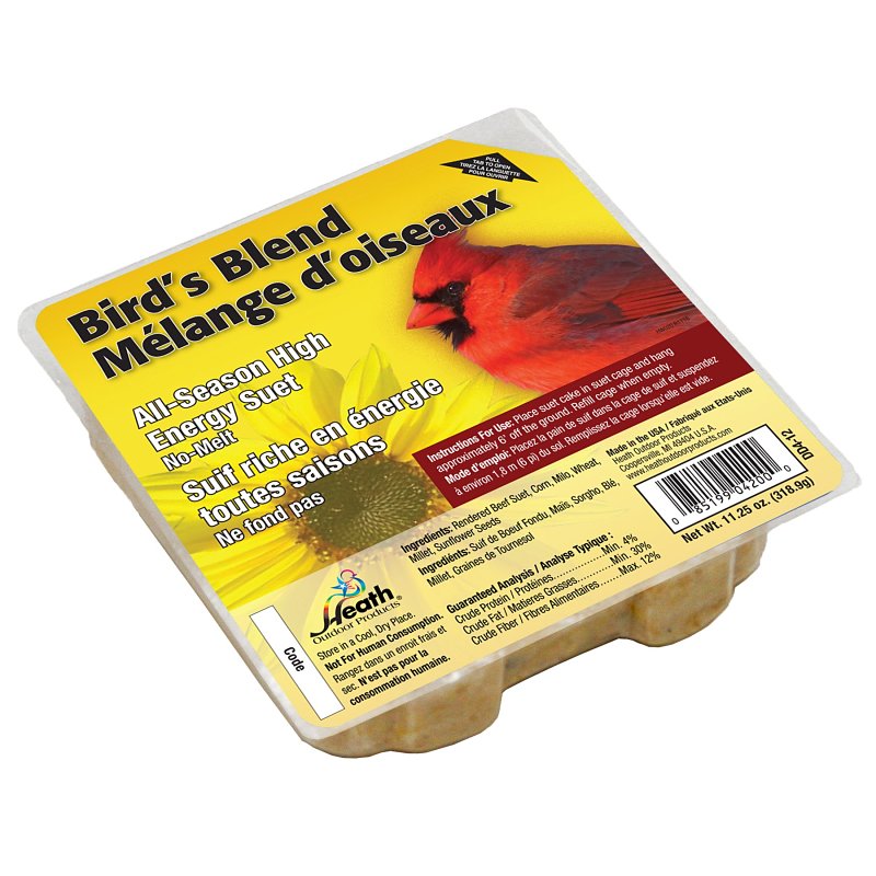HEATH Heath DD4-12 Suet Cake, All-Season, High-Energy, Bird's Blend, 11.25 oz