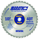 IRWIN Irwin Marathon 14070 Table Saw Blade, 10 in Dia, 5/8 in Arbor, 40-Teeth, ATB Teeth, Carbide Cutting Edge TOOLS IRWIN